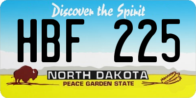 ND license plate HBF225