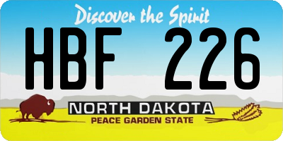 ND license plate HBF226
