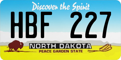 ND license plate HBF227