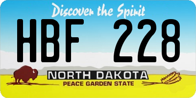 ND license plate HBF228