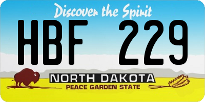 ND license plate HBF229