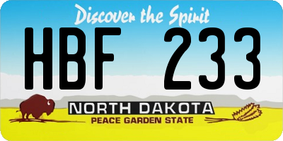 ND license plate HBF233