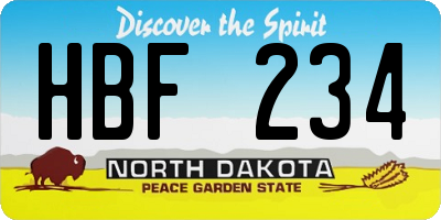 ND license plate HBF234