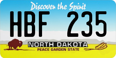 ND license plate HBF235