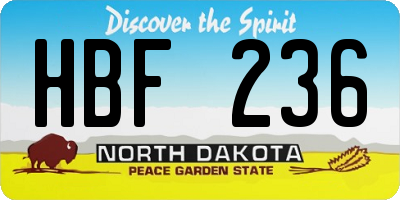 ND license plate HBF236