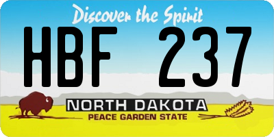 ND license plate HBF237