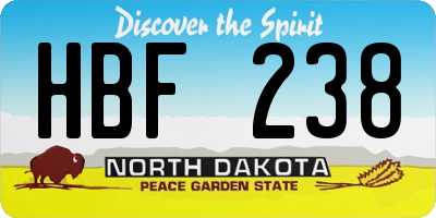 ND license plate HBF238