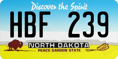 ND license plate HBF239