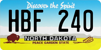 ND license plate HBF240
