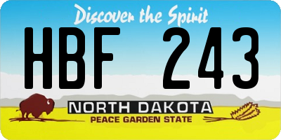 ND license plate HBF243