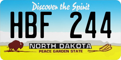 ND license plate HBF244
