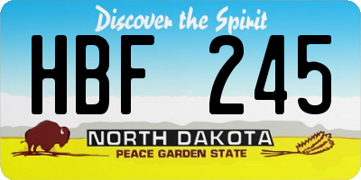 ND license plate HBF245