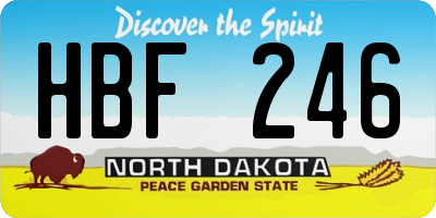 ND license plate HBF246