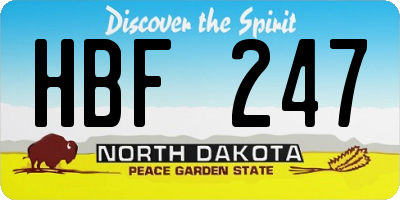 ND license plate HBF247