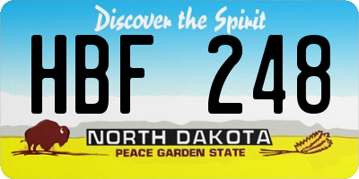 ND license plate HBF248