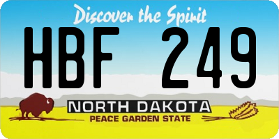ND license plate HBF249