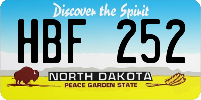 ND license plate HBF252