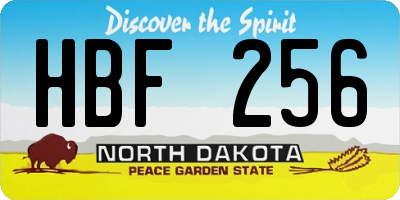 ND license plate HBF256