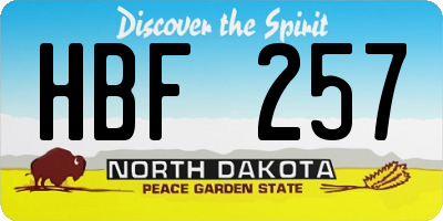 ND license plate HBF257