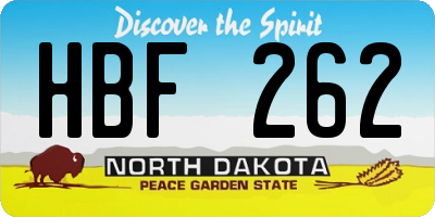 ND license plate HBF262