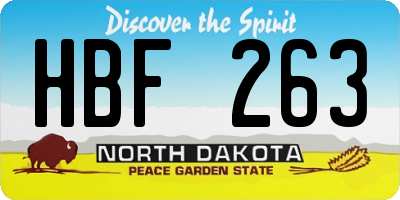 ND license plate HBF263