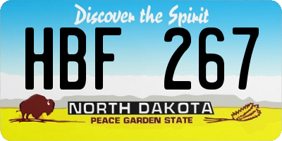 ND license plate HBF267
