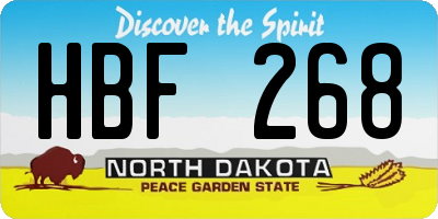 ND license plate HBF268