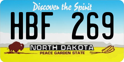 ND license plate HBF269