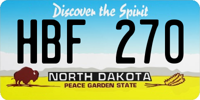 ND license plate HBF270