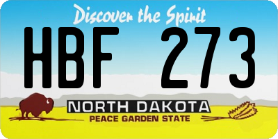ND license plate HBF273