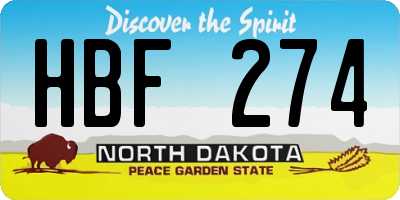 ND license plate HBF274
