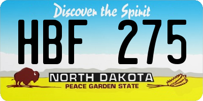 ND license plate HBF275