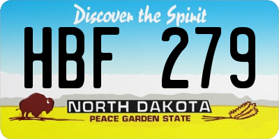 ND license plate HBF279