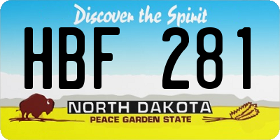 ND license plate HBF281