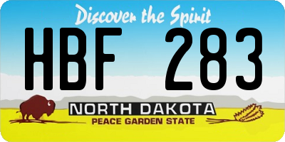 ND license plate HBF283