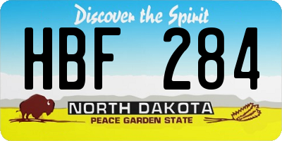 ND license plate HBF284