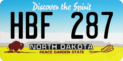 ND license plate HBF287