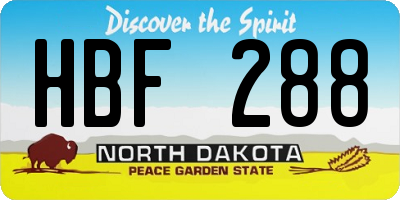 ND license plate HBF288
