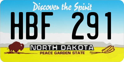 ND license plate HBF291