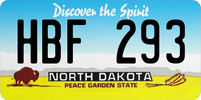 ND license plate HBF293