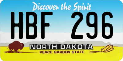 ND license plate HBF296