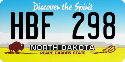 ND license plate HBF298
