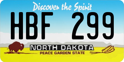 ND license plate HBF299