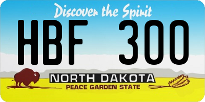 ND license plate HBF300