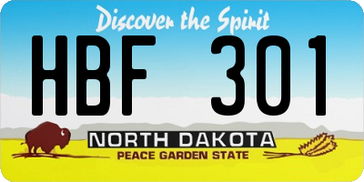 ND license plate HBF301