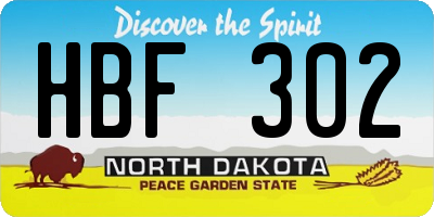 ND license plate HBF302