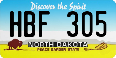 ND license plate HBF305