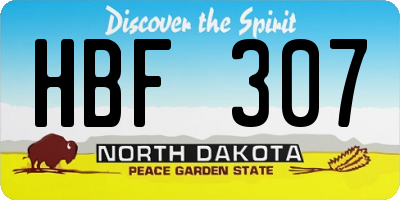 ND license plate HBF307