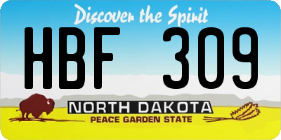 ND license plate HBF309