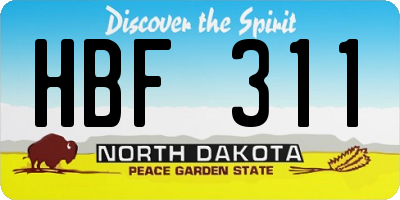 ND license plate HBF311